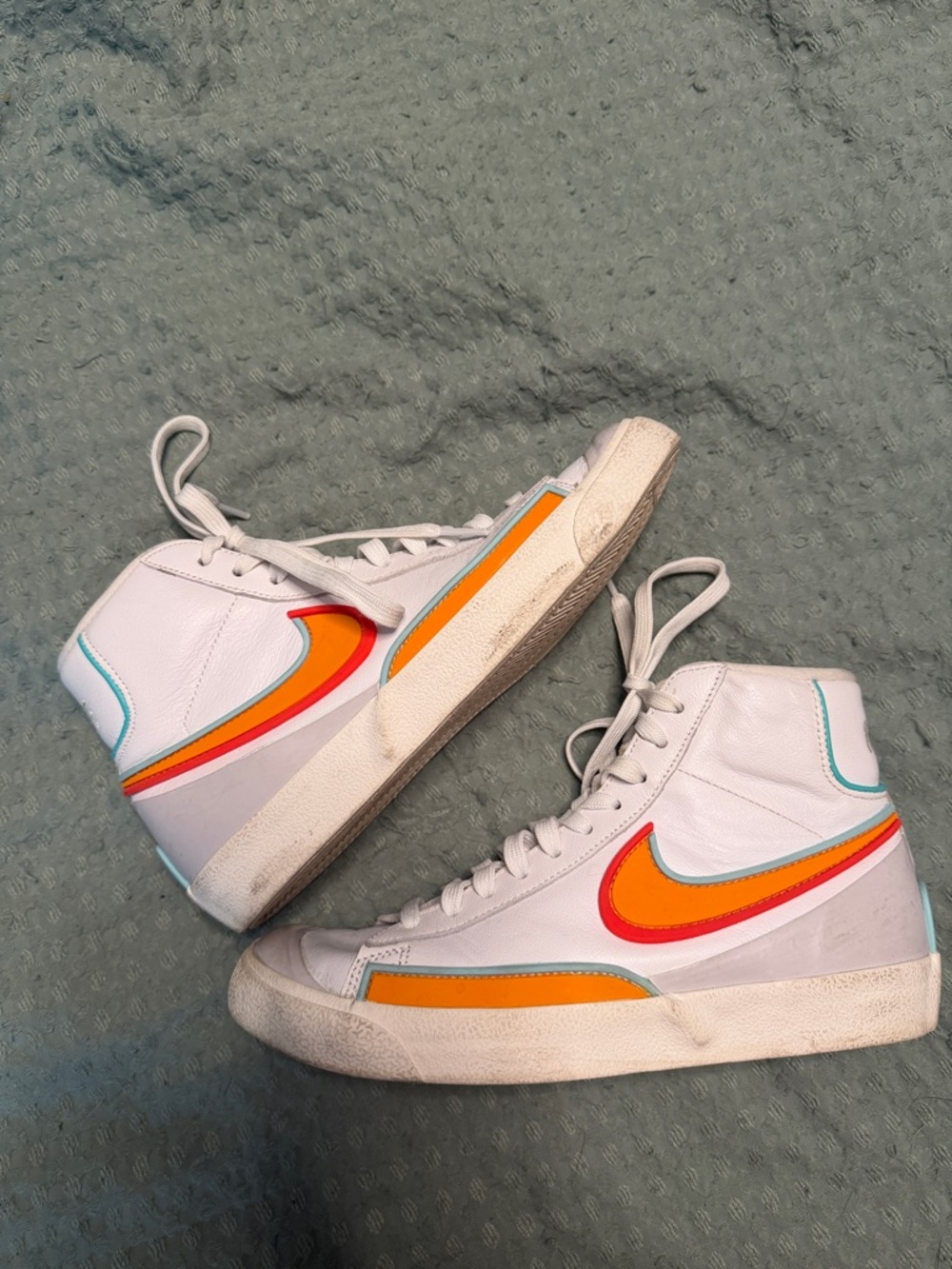 Nike Blazer Mid Infinite White High-Top Sneakers with Orange & Red Swoosh